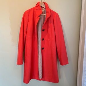 J Crew Coral Ruffle Collar Wool Coat Long 10